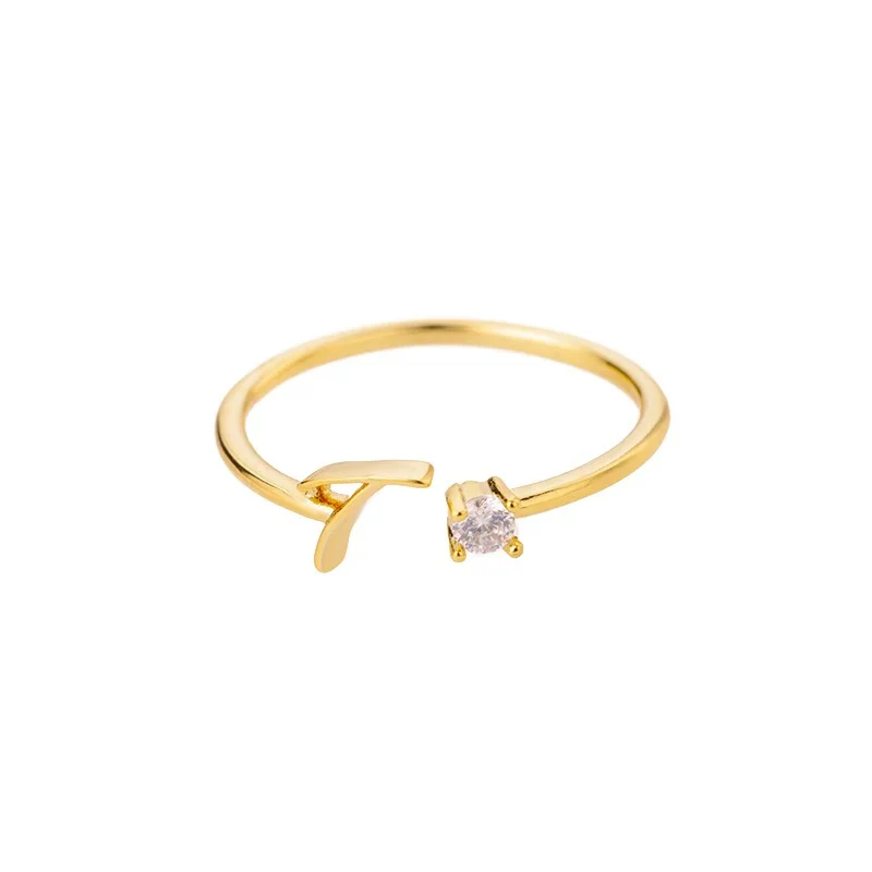 Adjustable Tiny Initial Letter Ring - Image 24
