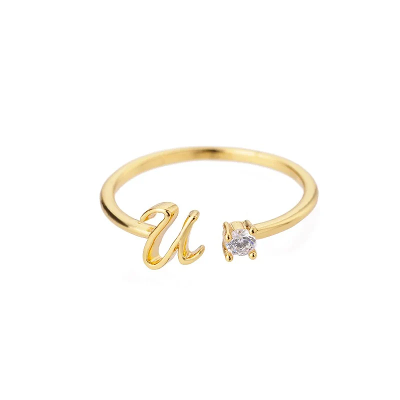 Adjustable Tiny Initial Letter Ring - Image 25