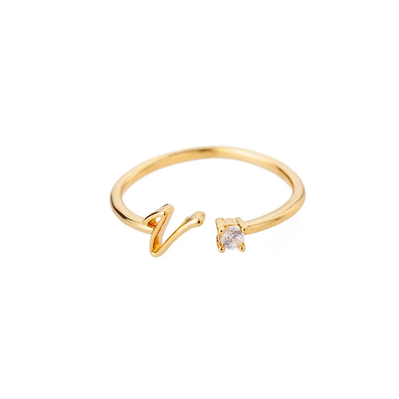Adjustable Tiny Initial Letter Ring - Image 26
