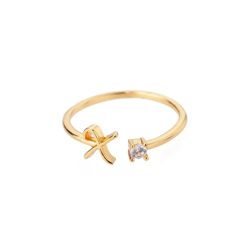 Adjustable Tiny Initial Letter Ring - Image 28