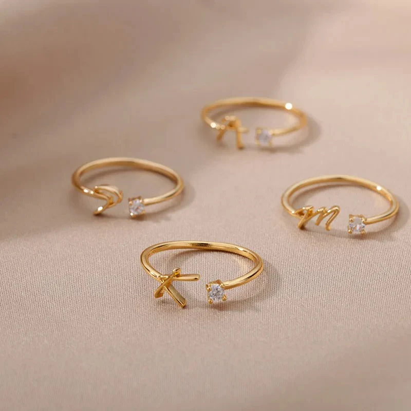 Adjustable Tiny Initial Letter Ring - Image 3