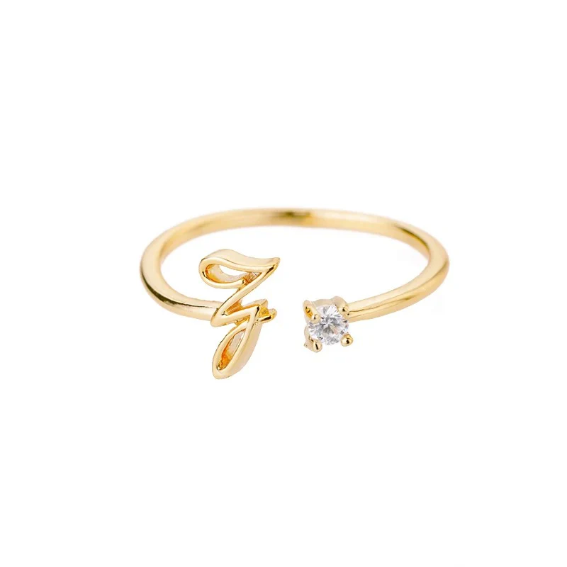 Adjustable Tiny Initial Letter Ring - Image 30