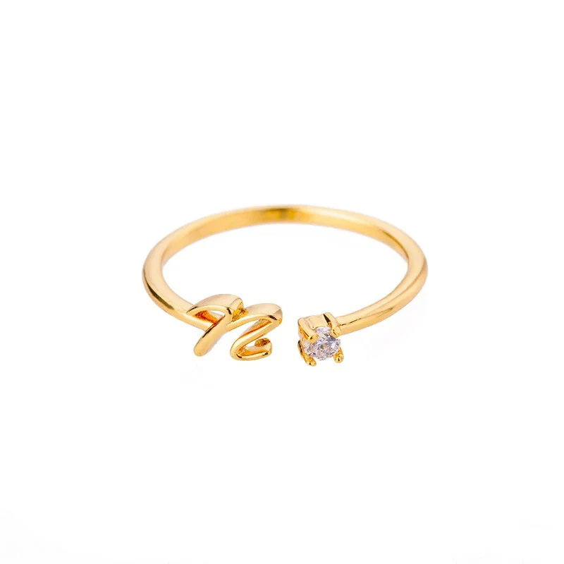 Adjustable Tiny Initial Letter Ring - Image 31