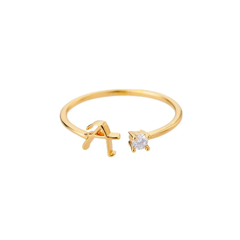 Adjustable Tiny Initial Letter Ring - Image 32