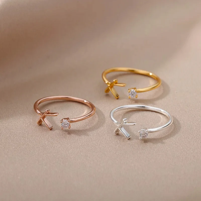 Adjustable Tiny Initial Letter Ring - Image 5
