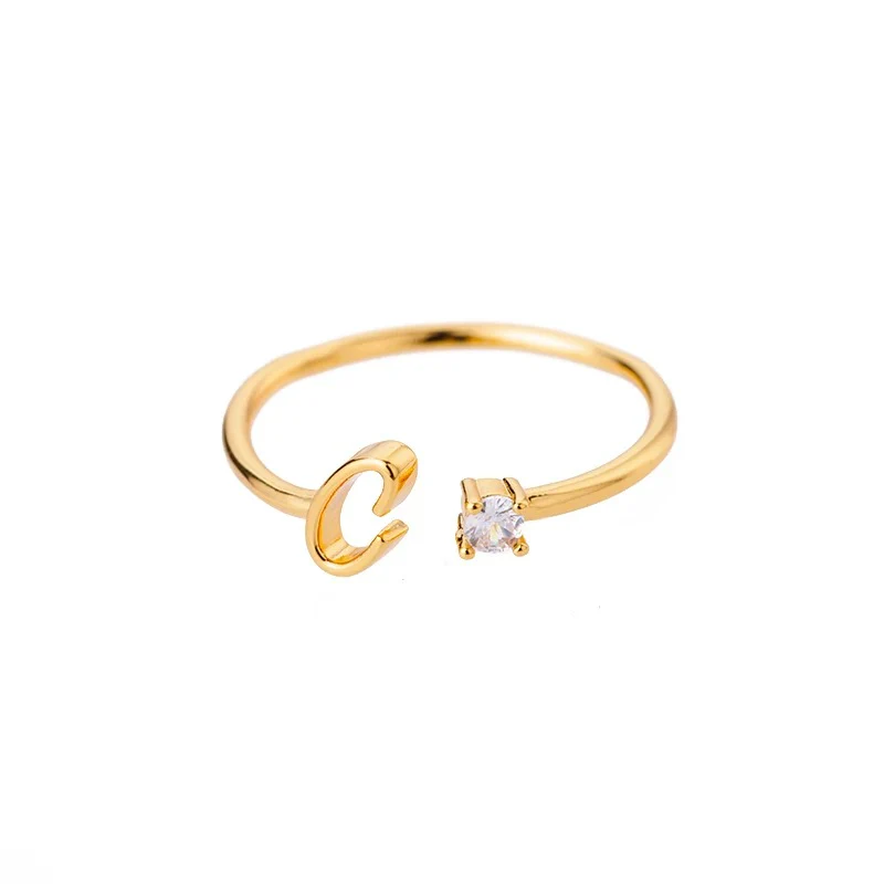 Adjustable Tiny Initial Letter Ring - Image 8