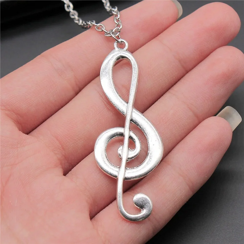 Antique Big Musical Note Necklace - Image 2