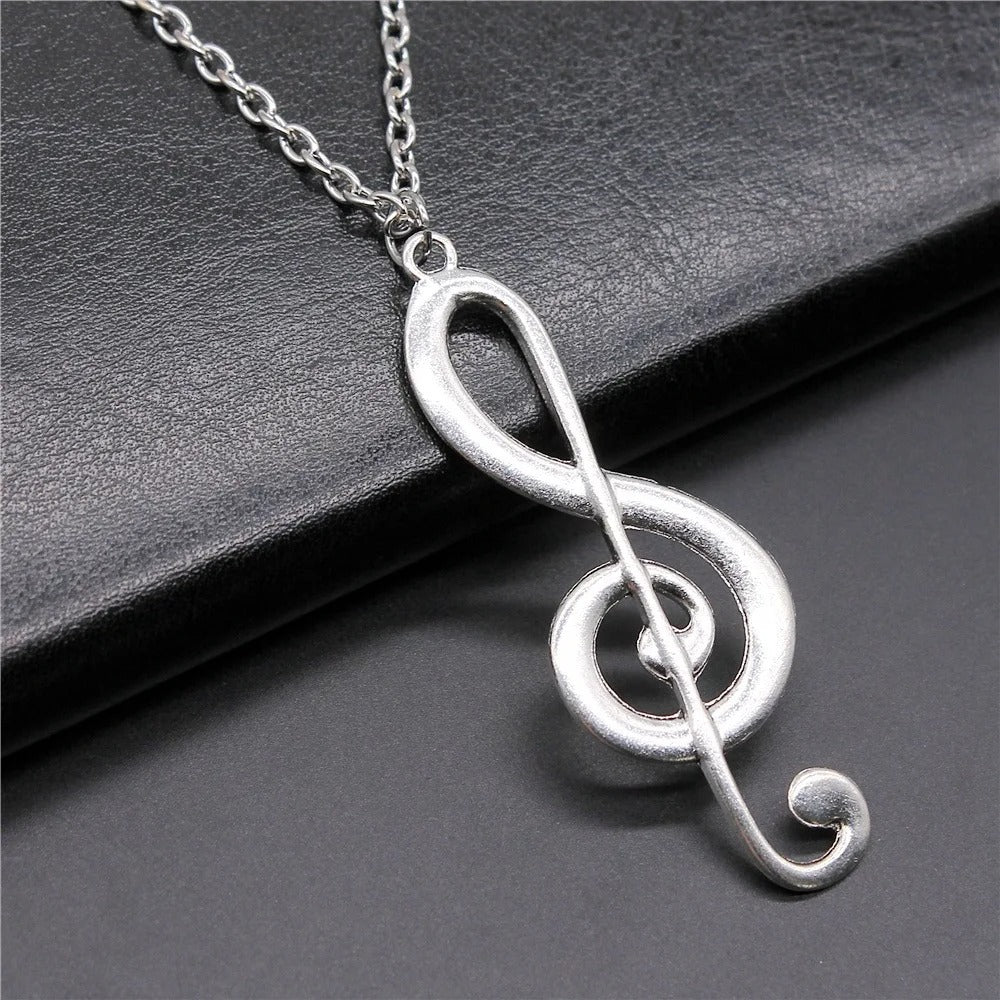 Antique Big Musical Note Necklace - Image 4