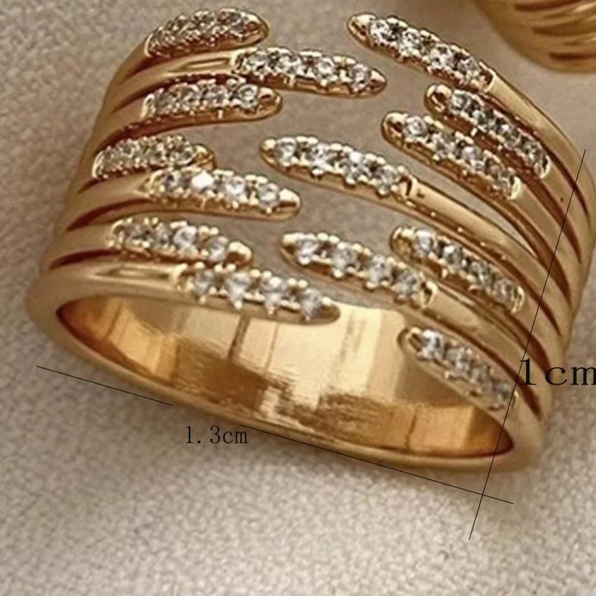 Asymmetric Rhinestone Splitting Wave Ring - Image 3