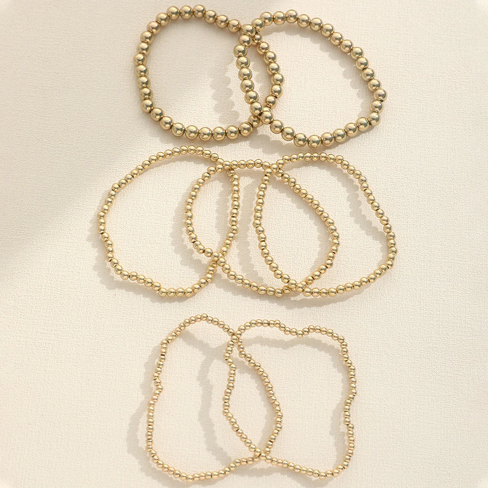 Beaded Gold Charm Elastic Bracelet - Image 3