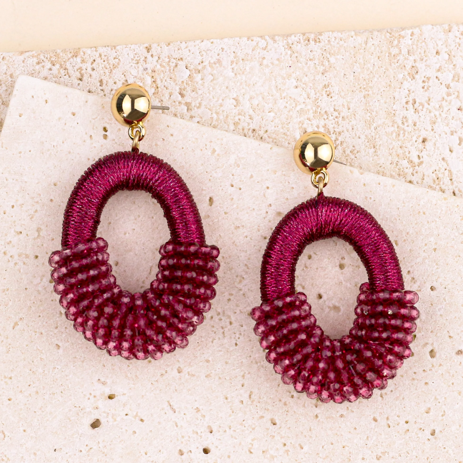 Beaded Gold Cluster Stud Earrings - Image 14