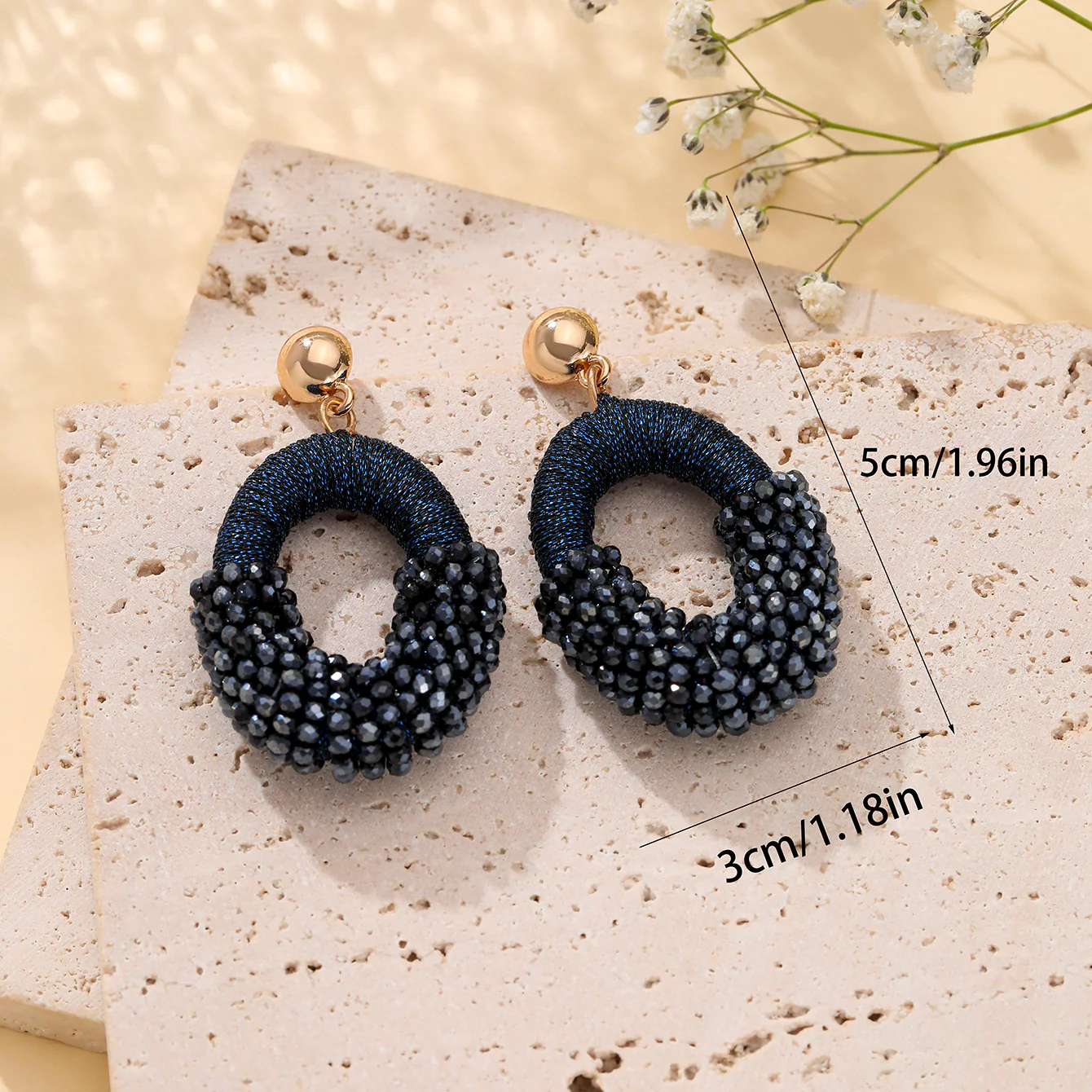 Beaded Gold Cluster Stud Earrings - Image 20
