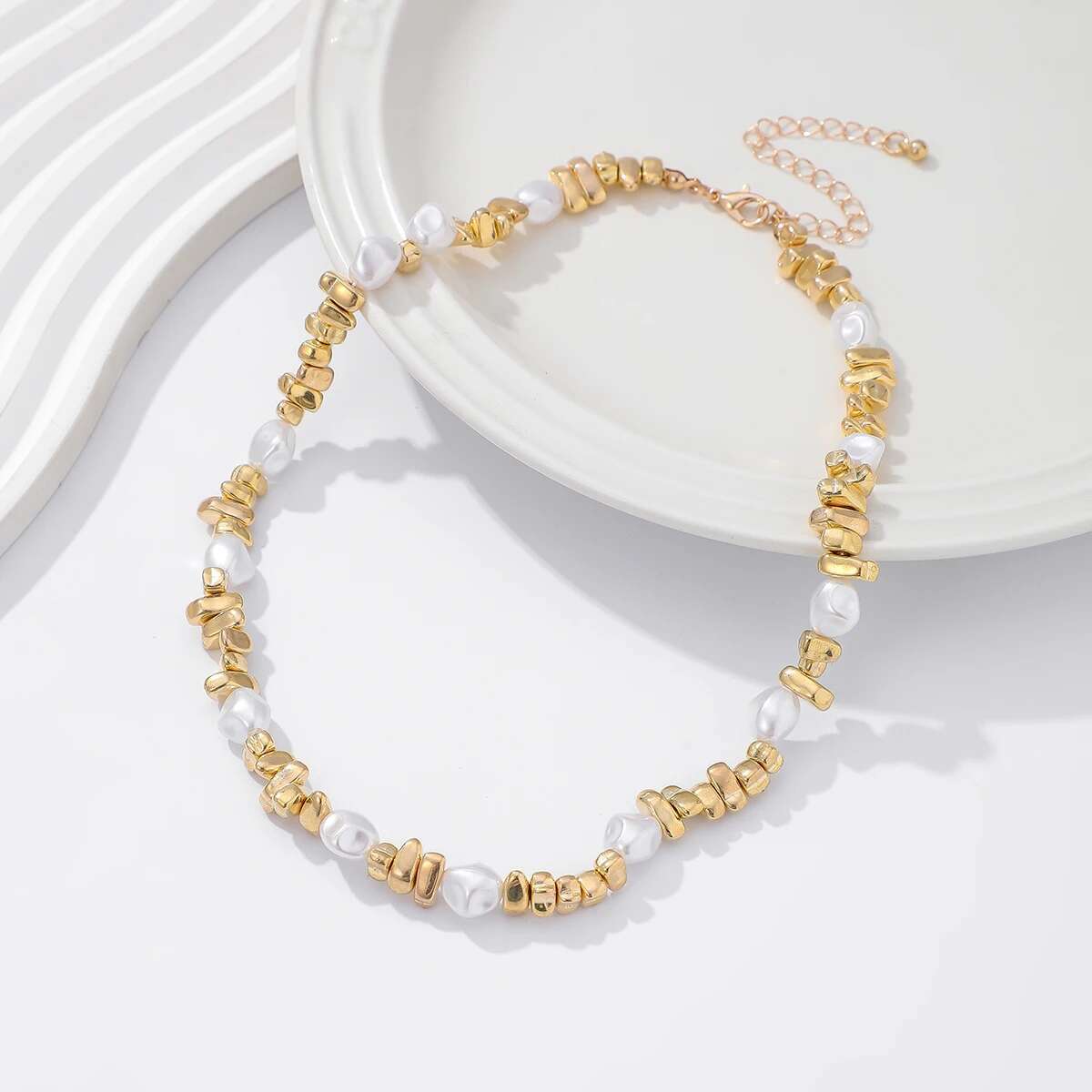 Beaded Pearl Choker Necklace - Image 3