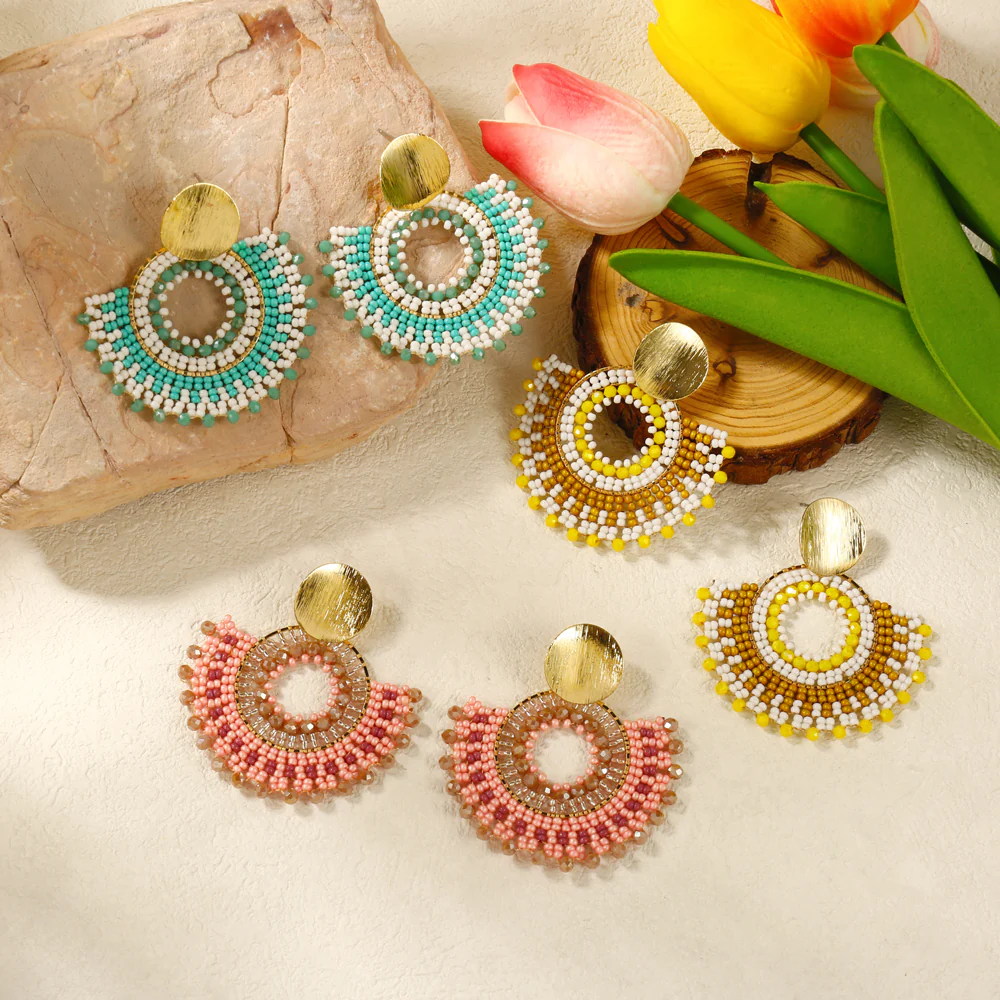 Beaded Statement Earrings - Image 5