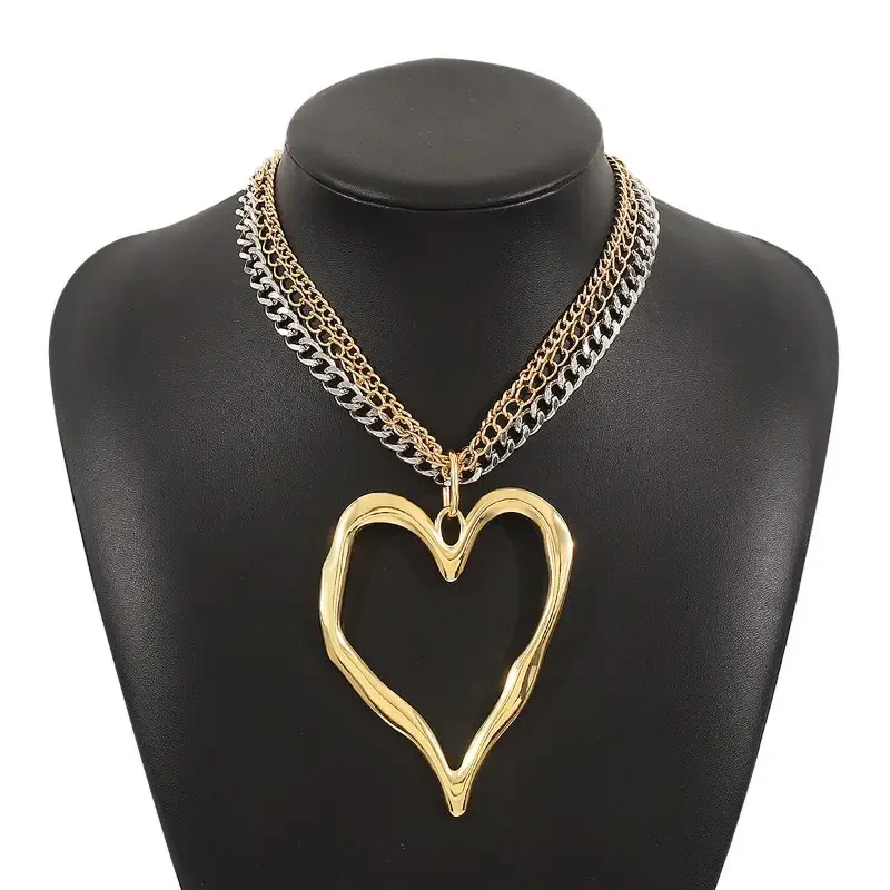 Big Heart Layered Collarbone Chain Necklace - Image 5