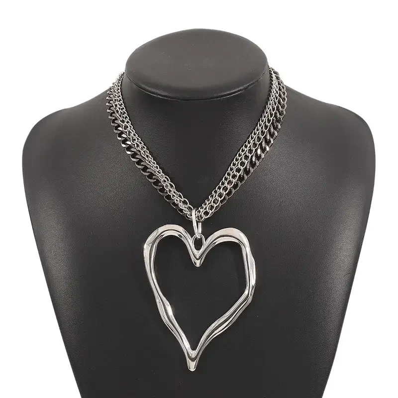Big Heart Layered Collarbone Chain Necklace - Image 6