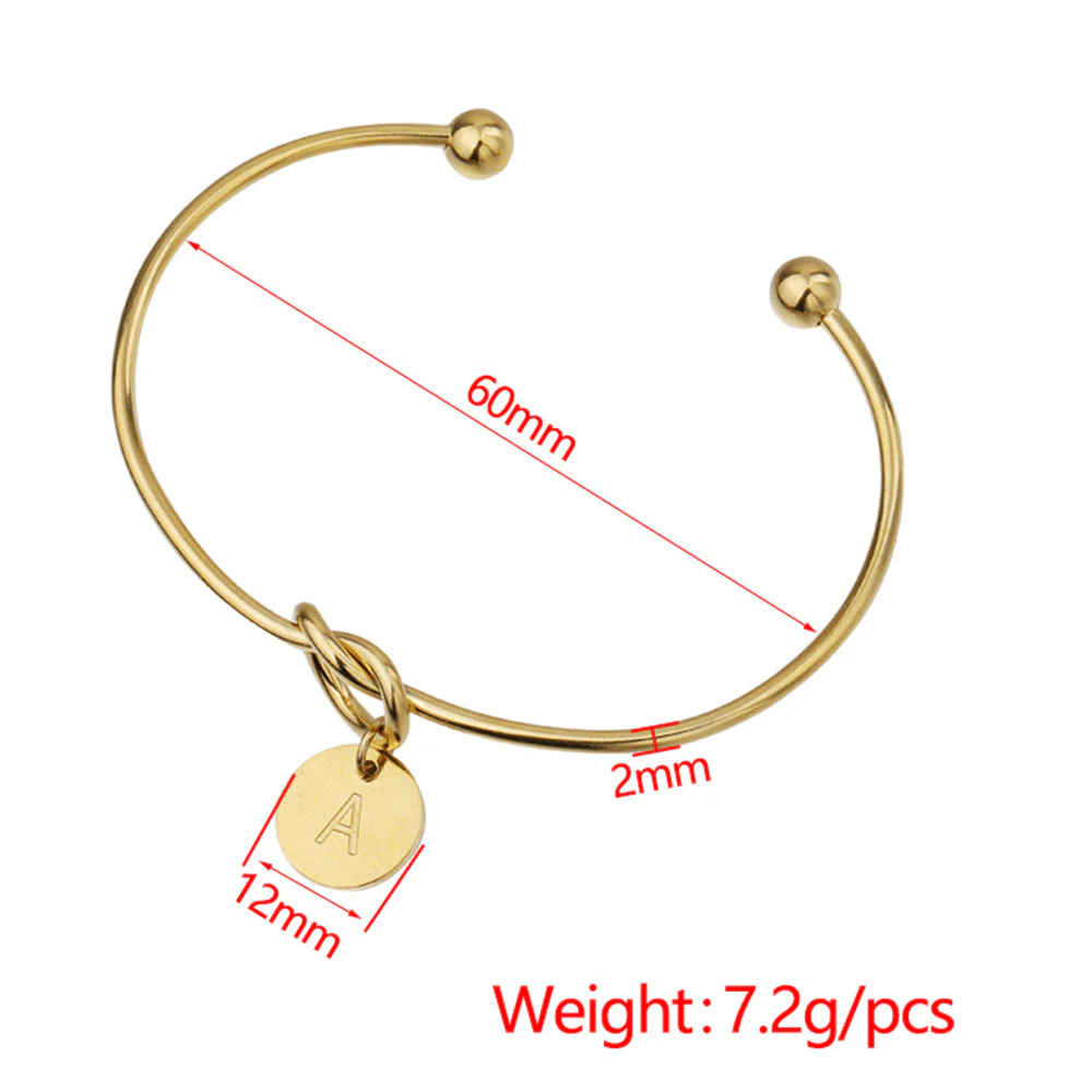 Birthstone Initial Knot Bangle Bracelet - Image 2