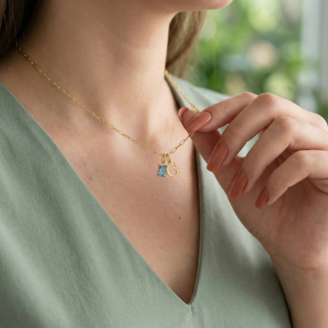 Birthstone Initial Necklace - Image 3