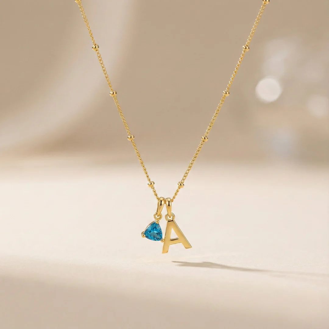 Birthstone Initial Satellite Necklace - Image 3
