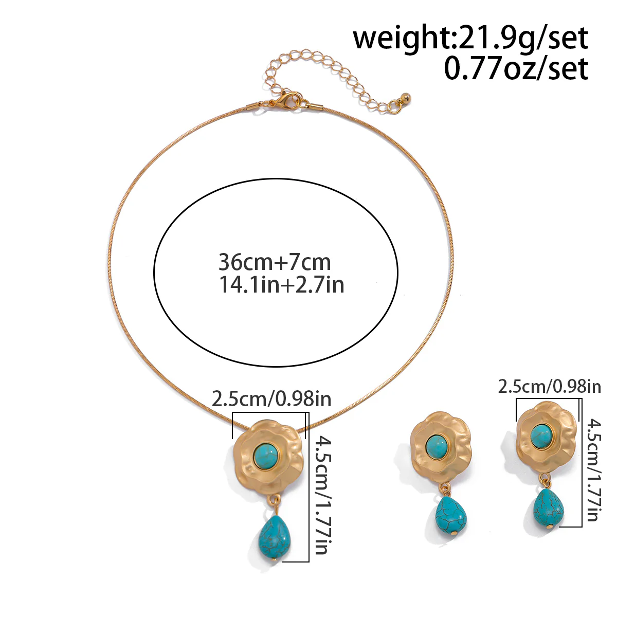 Blue Stone Flower Choker Jewelry Set - Image 4