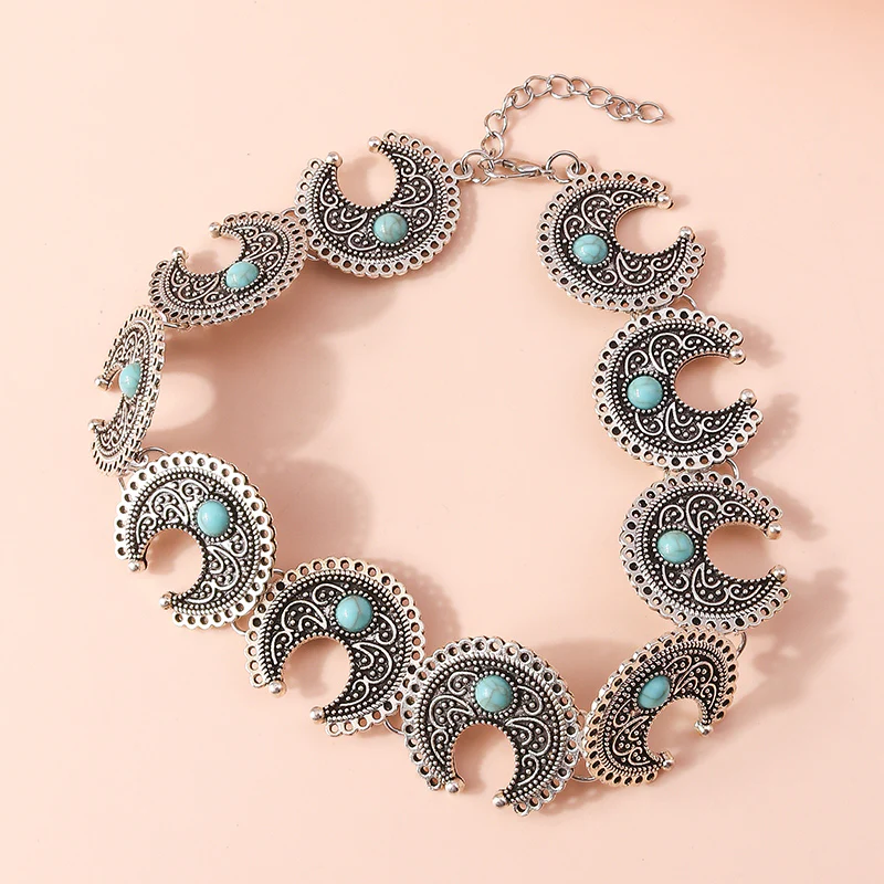 Boho Crescent Turquoise Choker - Image 2