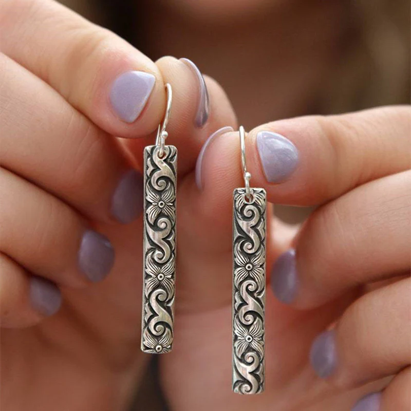 Boho Floral Bar Drop Earrings - Image 2