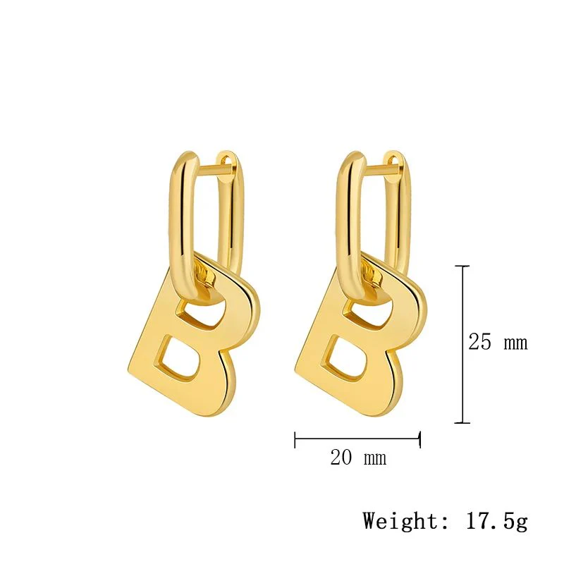 Bold B Initial Hoop Earrings - Image 4