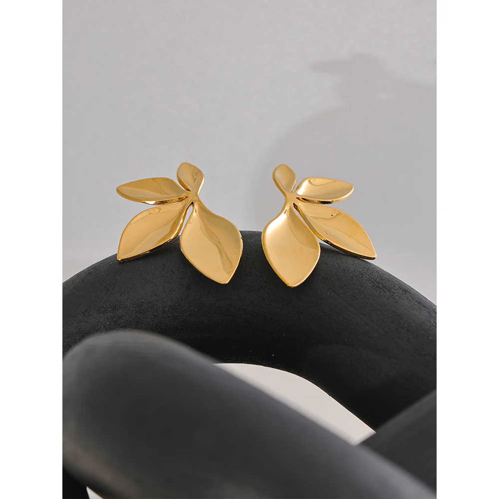 Bold Leaf Statement Earrings - Image 2