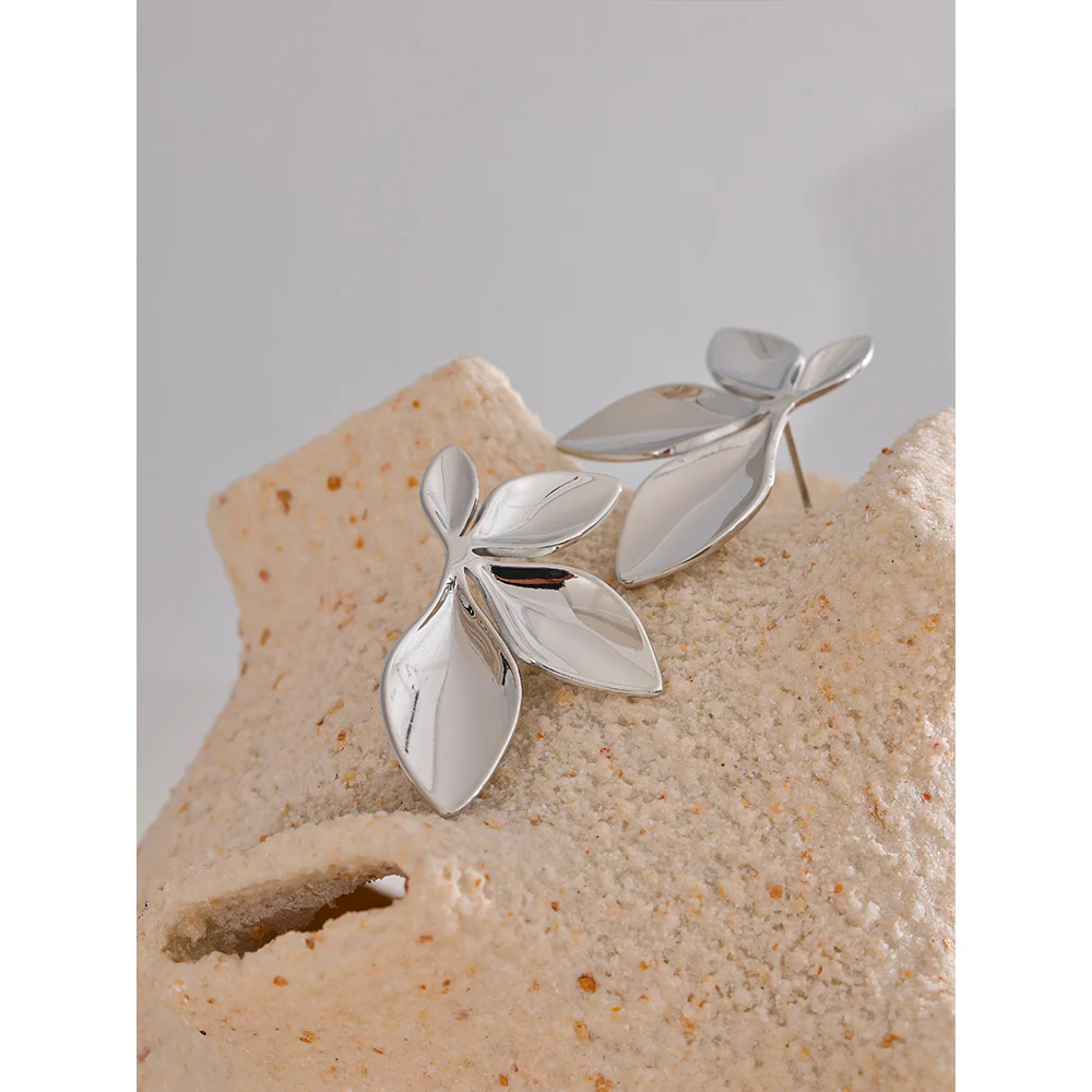 Bold Leaf Statement Earrings - Image 3