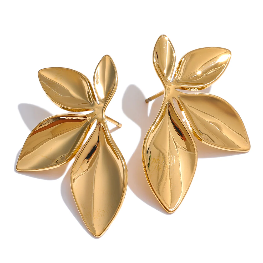Bold Leaf Statement Earrings - Image 5