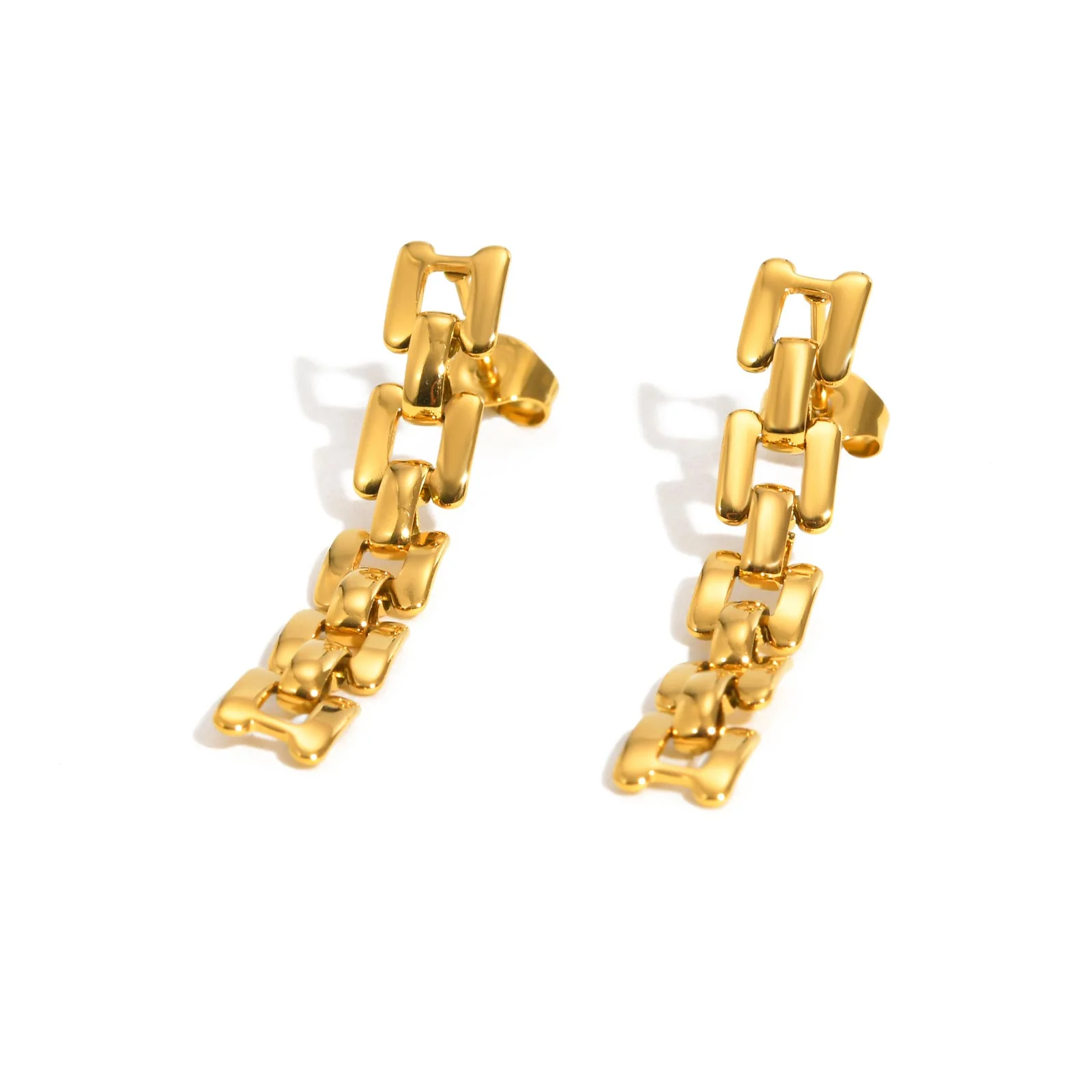 Bold Link Chain Drop Earrings - Image 2