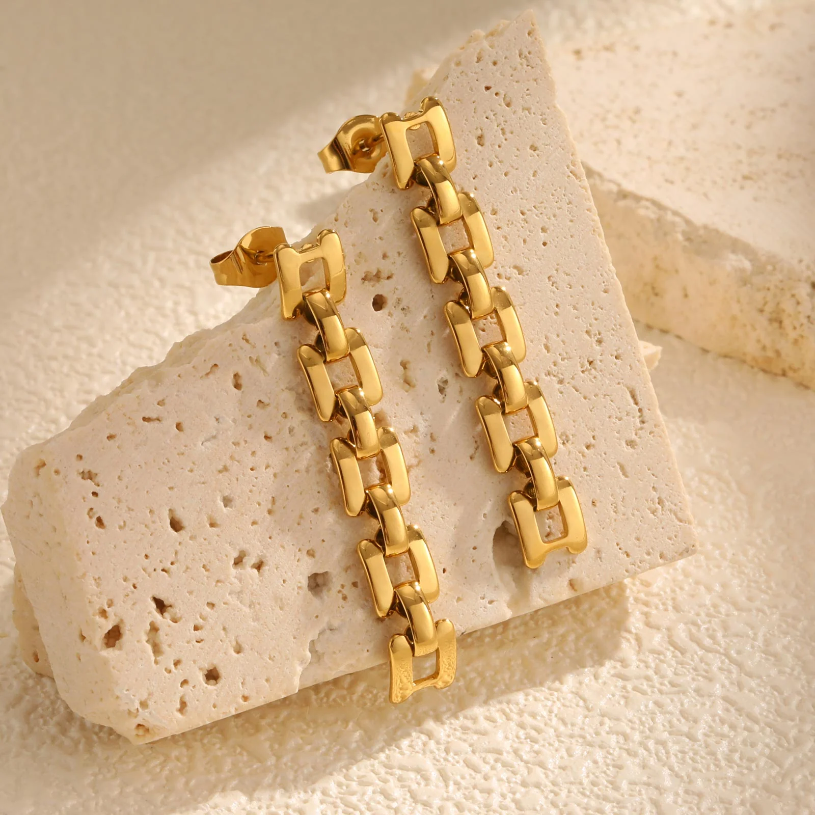Bold Link Chain Drop Earrings - Image 3