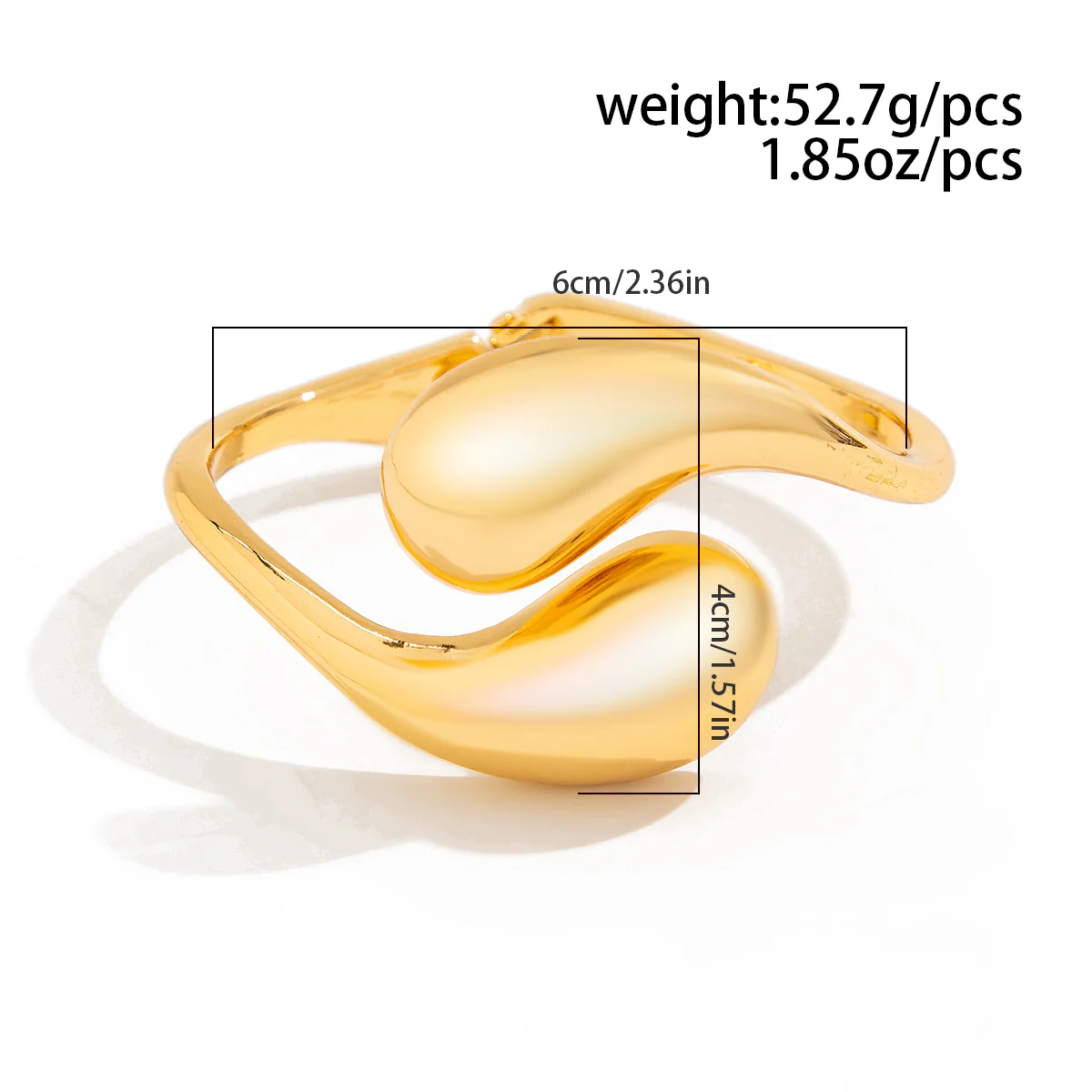 Bold Teardrop Metal Cuff Bracelet - Image 6