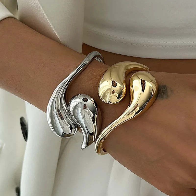 Bold Teardrop Metal Cuff Bracelet - Image 7