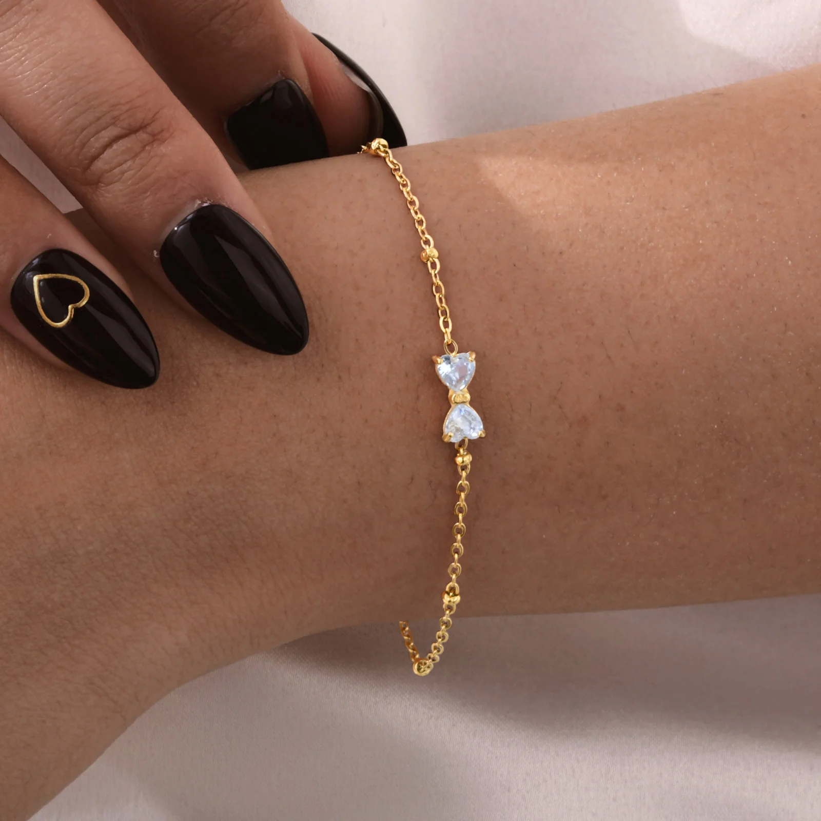 Bow Crystal Charm Bracelet