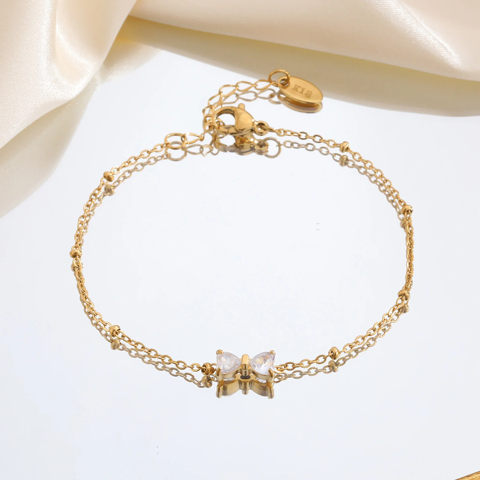 Bow Crystal Charm Bracelet - Image 2