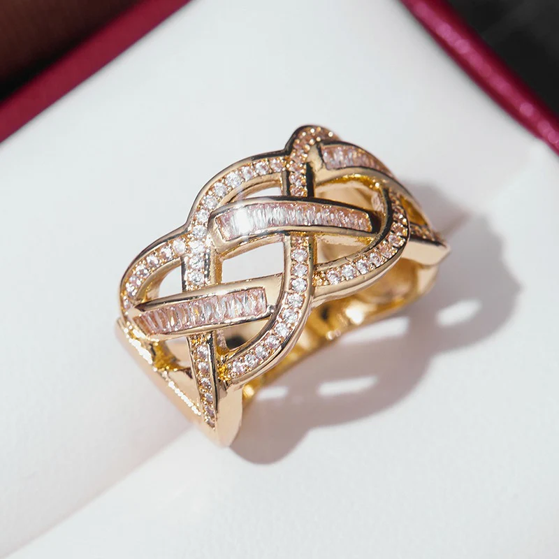 Braided Crystal Band Ring - Image 2