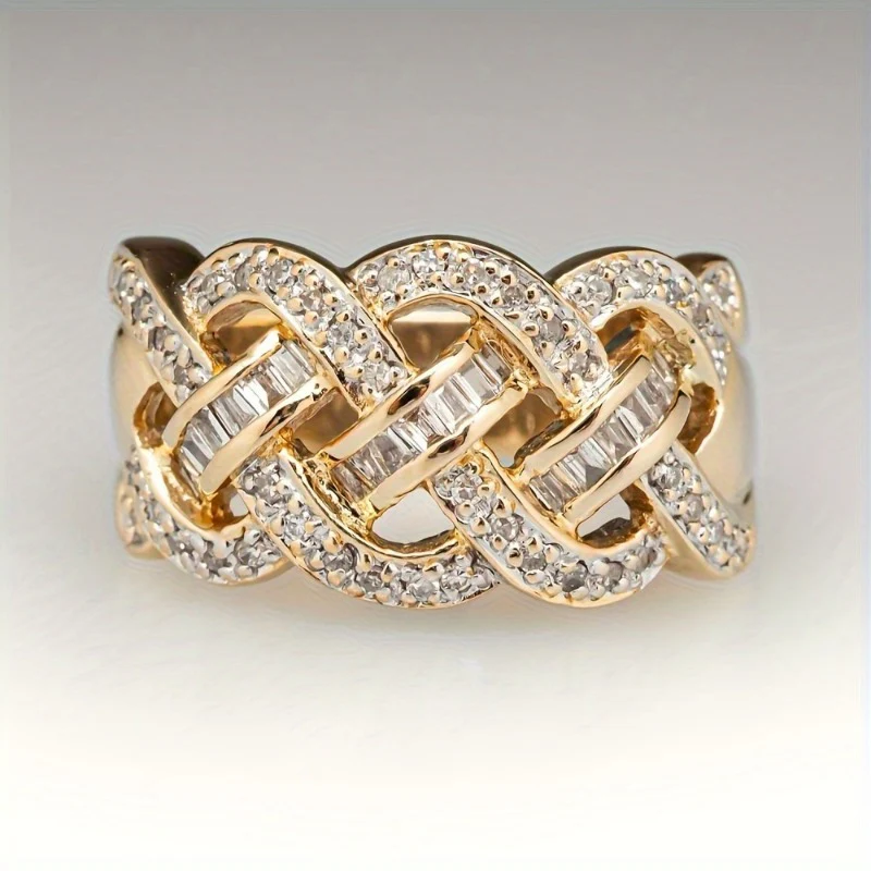 Braided Crystal Band Ring - Image 3