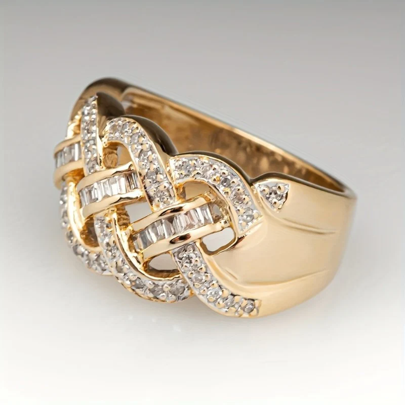 Braided Crystal Band Ring - Image 4