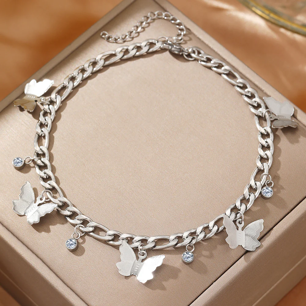 Butterfly Charm Chain Anklet - Image 2