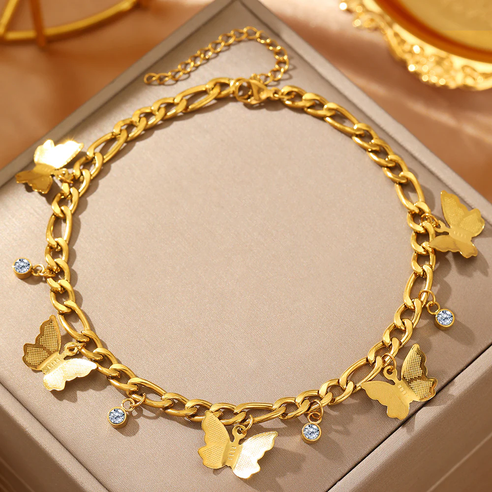 Butterfly Charm Chain Anklet - Image 3