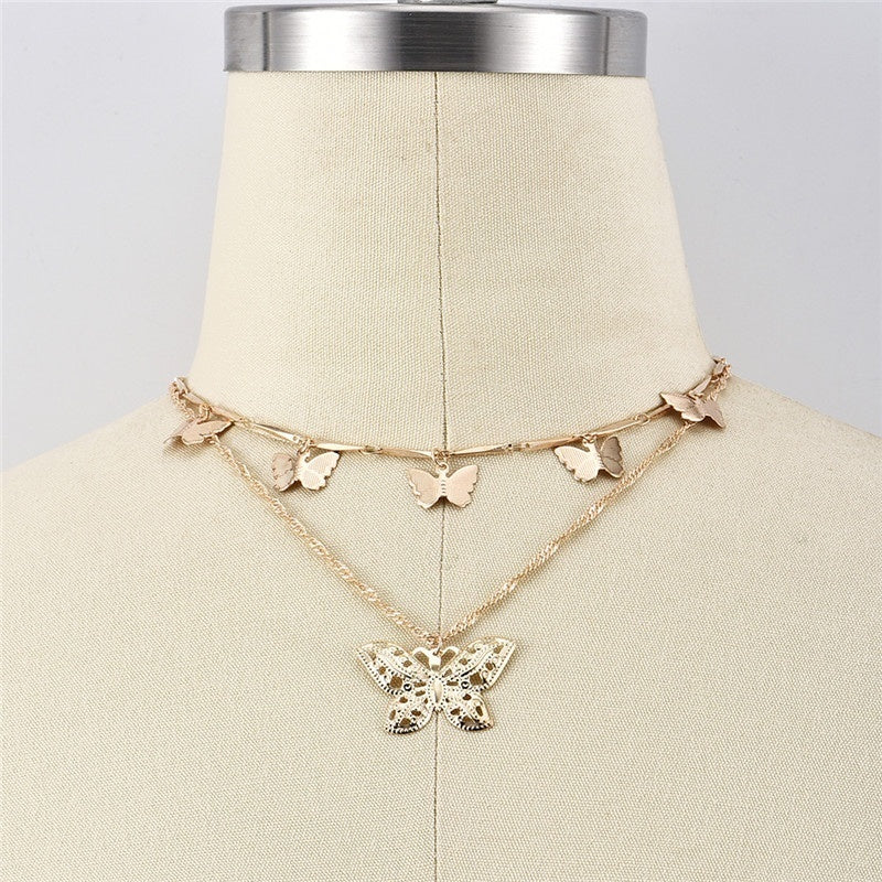 Butterfly Layered Pendant Necklace - Image 2