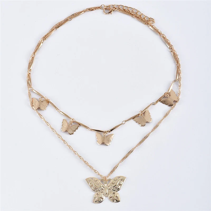 Butterfly Layered Pendant Necklace - Image 3