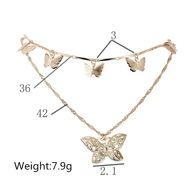 Butterfly Layered Pendant Necklace - Image 4