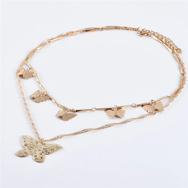 Butterfly Layered Pendant Necklace - Image 5