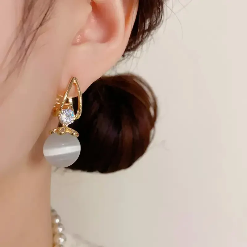 Cat Eye Stone Earrings - Image 2