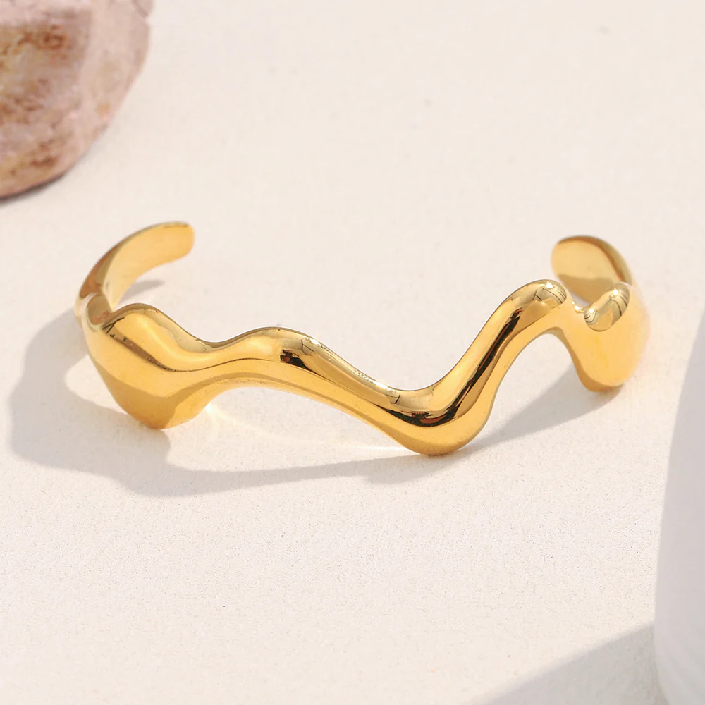Chunky Abstract Metal Cuff Bracelet - Image 3