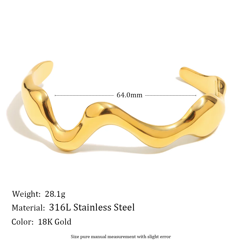 Chunky Abstract Metal Cuff Bracelet - Image 5