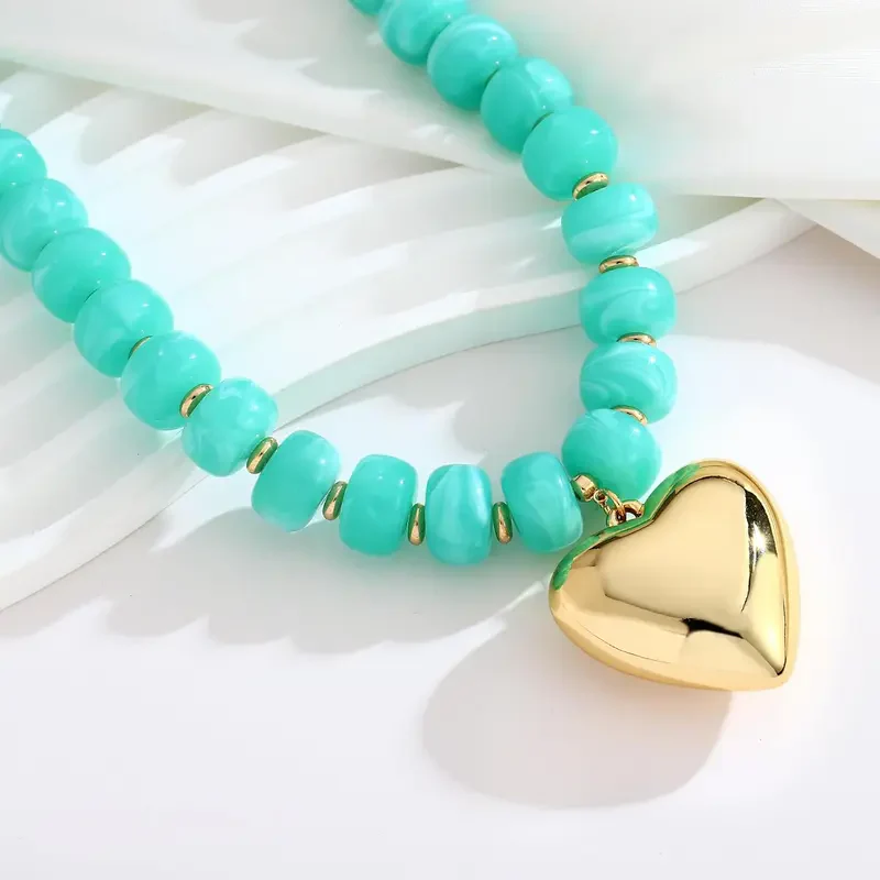 Chunky Bead Heart Necklace - Image 2