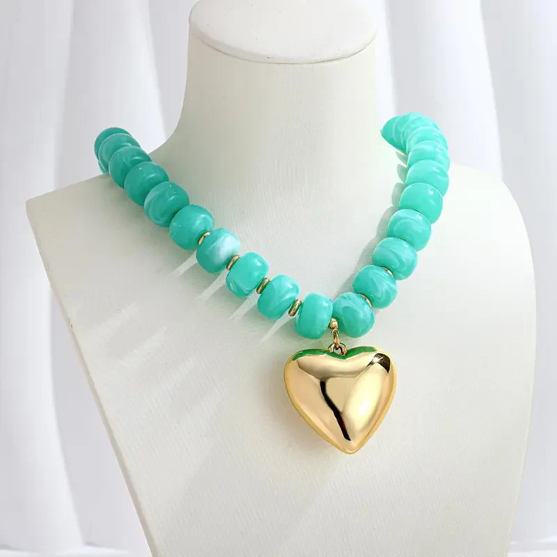 Chunky Bead Heart Necklace - Image 4